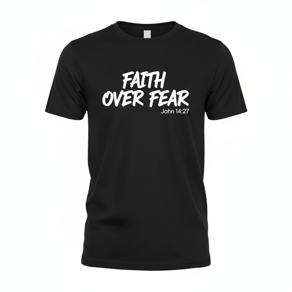 T-Shirt noir Faith Over Fear avec verset Jean 14:27