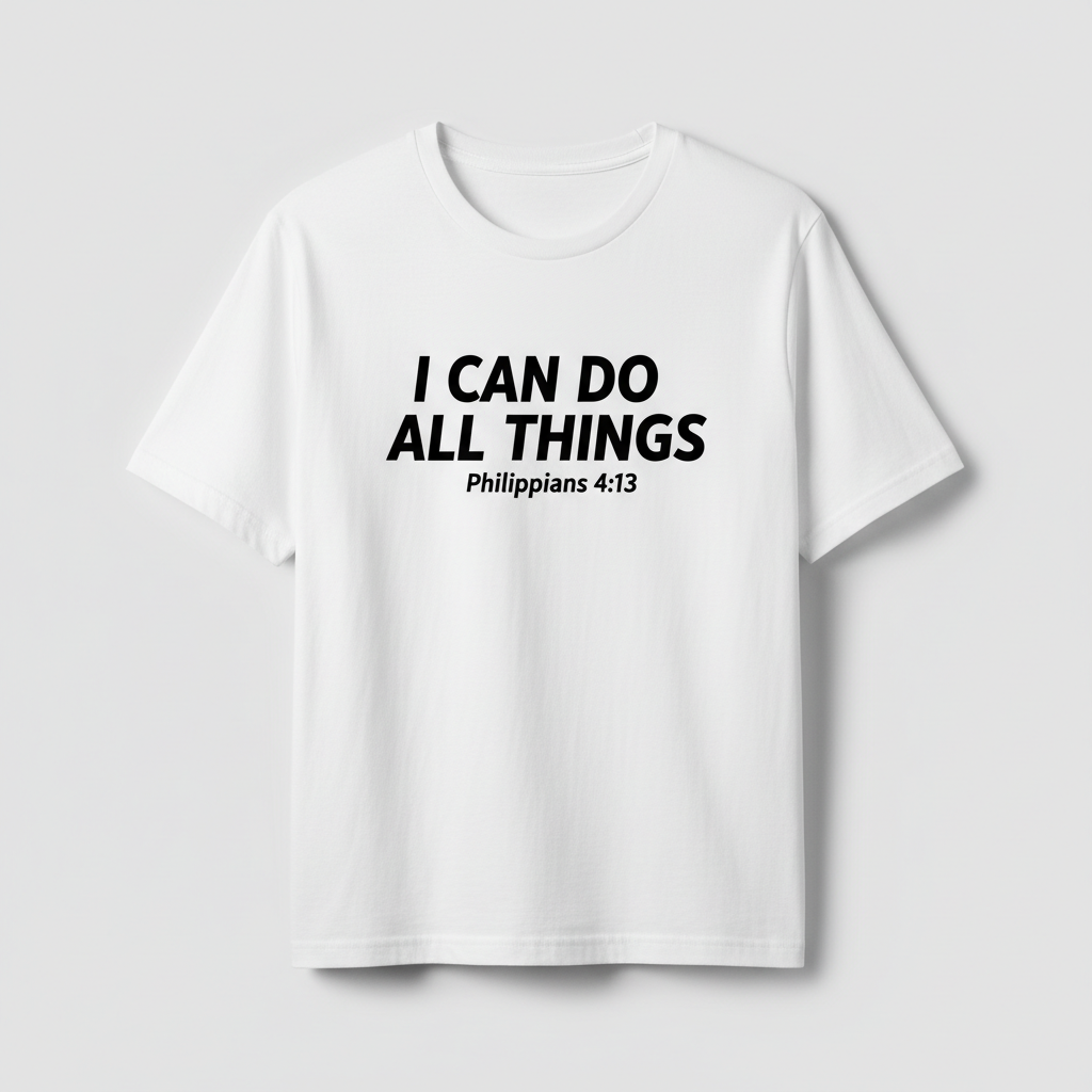 T-Shirt blanc I Can Do All Things avec verset Philippiens 4:13