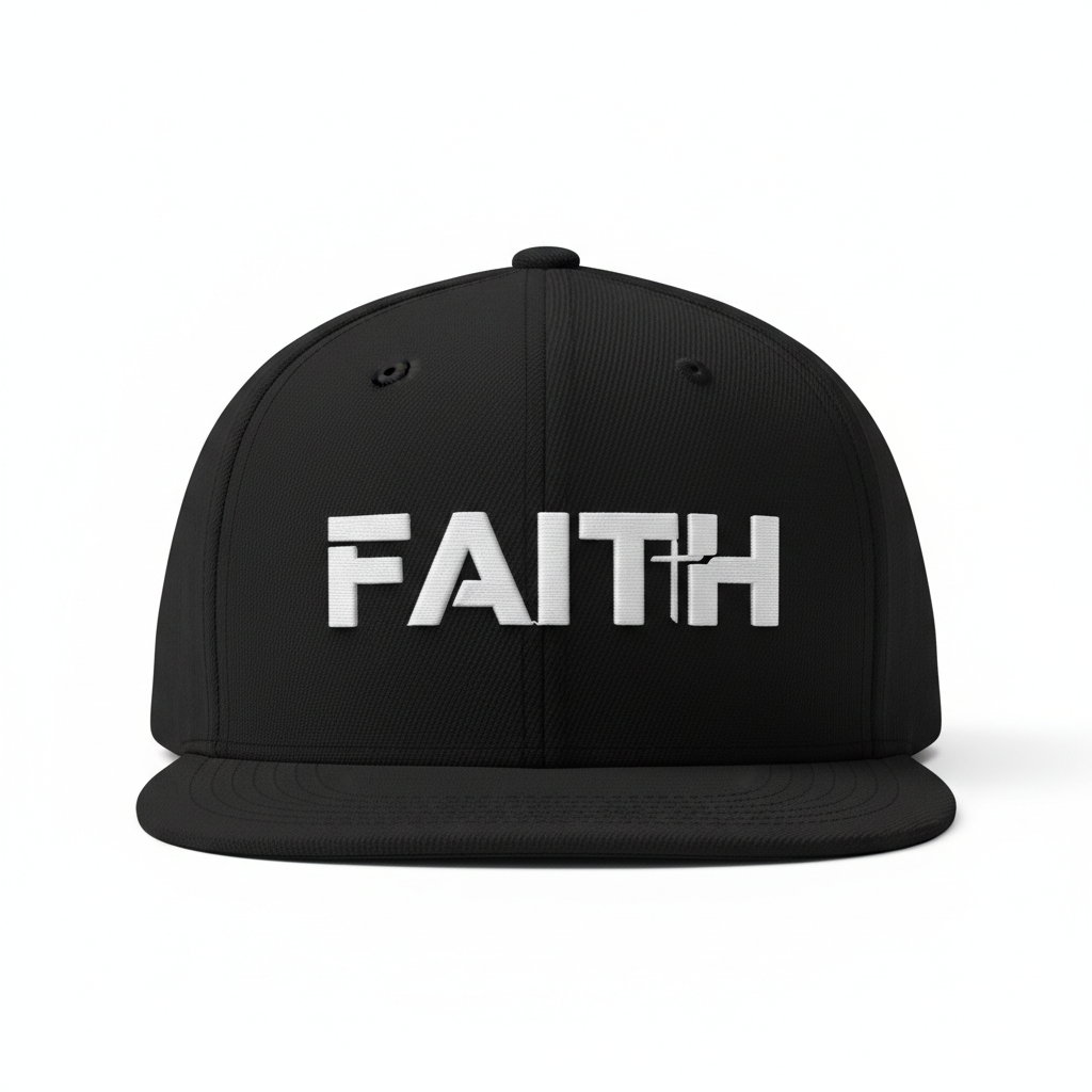 Casquette noire Faith avec broderie et croix
