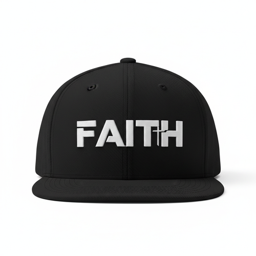 Casquette noire Faith avec broderie et croix